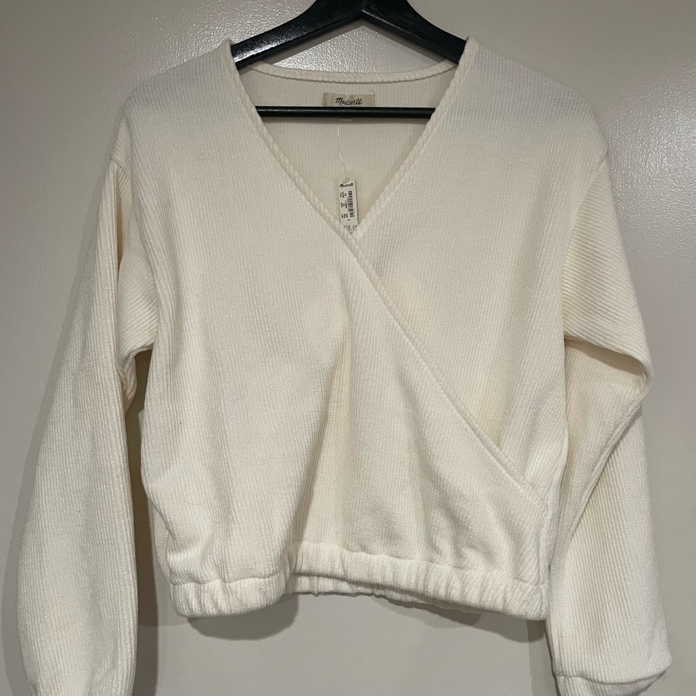 Madewell Cream V-Neck Sweater
